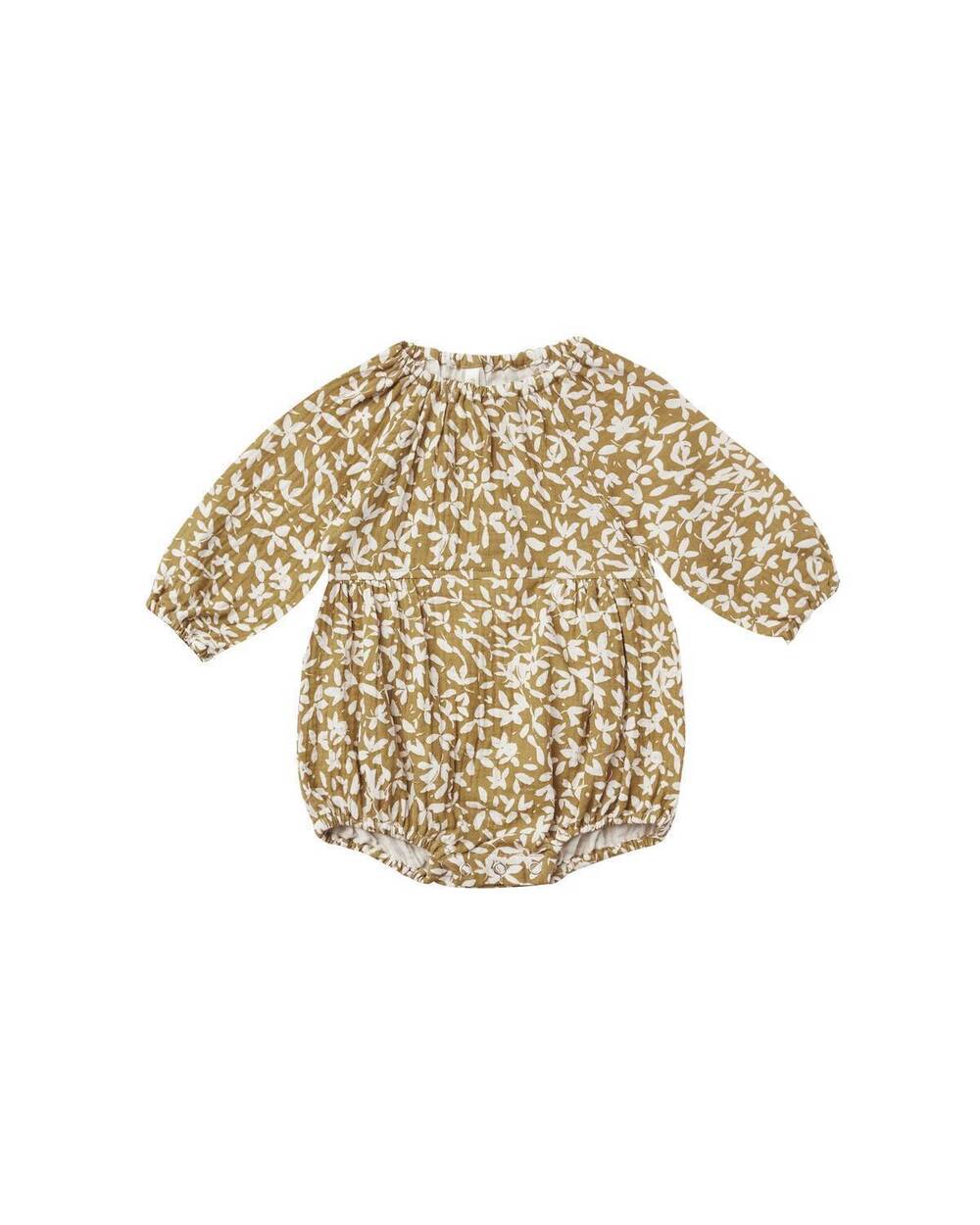 NEW RYLEE + CRU girls ditsy floral long sleeve bubble romper in gold